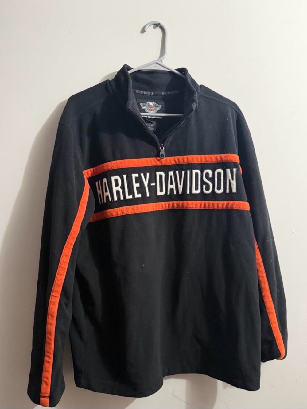 Harley-Davidson Black Pullover with Orange Stripes and Logo